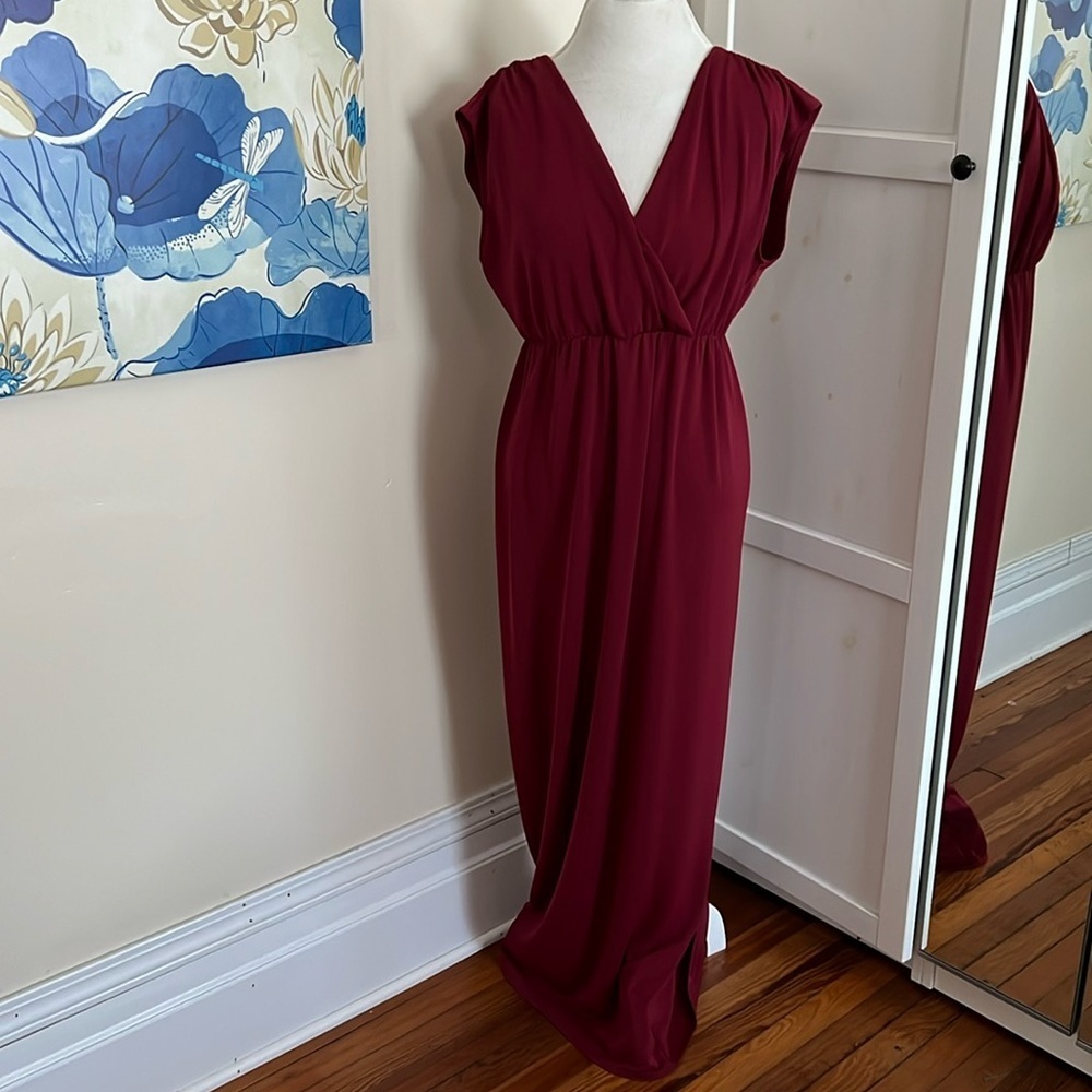 Talbots Red Sleeveless V-Neck Gown